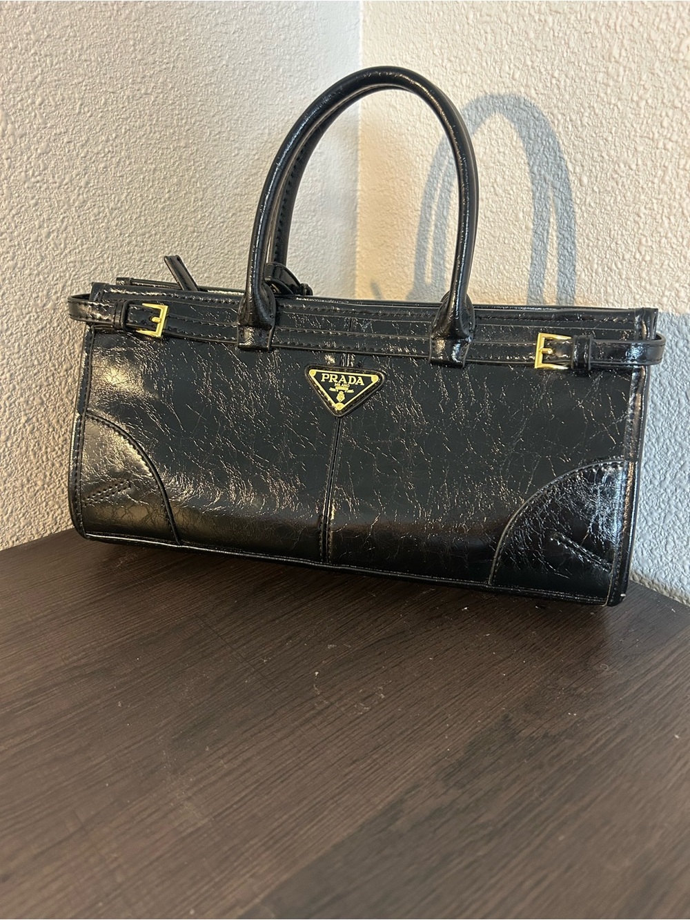 Prada Black Patent Leather Satchel with Gold Hardware - Picture 2 of 7